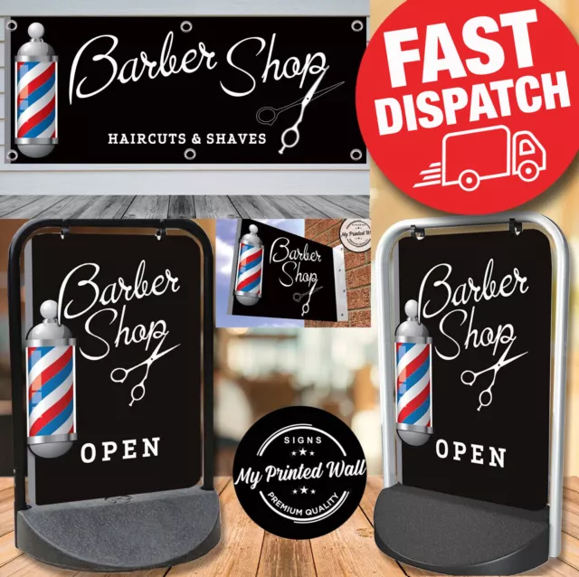 BARBER SHOP Pavement Sign Outdoor Street Advertising Display Aboard Banner Wall