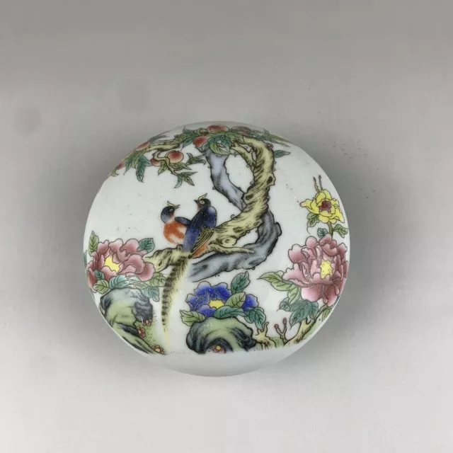 Chinese Famille Rose Porcelain Birds Pattern Ink Box Rouge Box Case 4.37 inch