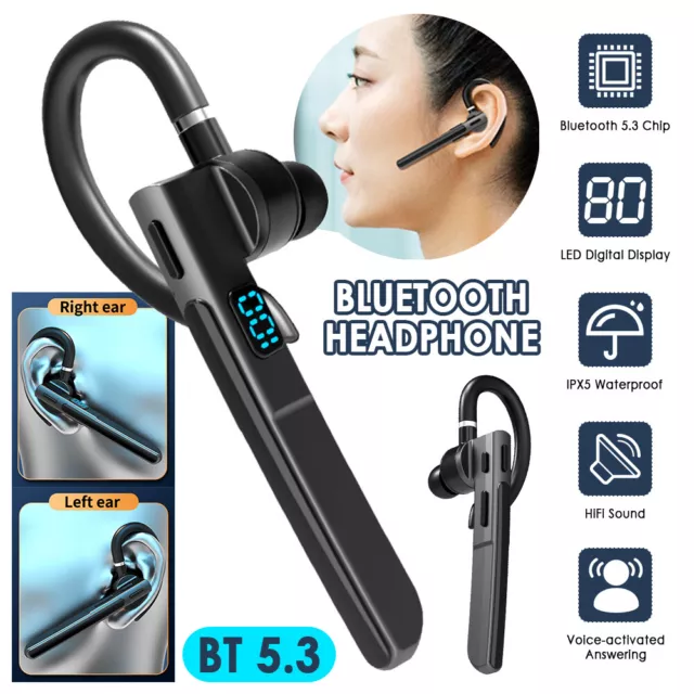 Wireless Bluetooth Earpiece HD Headset Noise Cancelling Trucker Hands-free Call