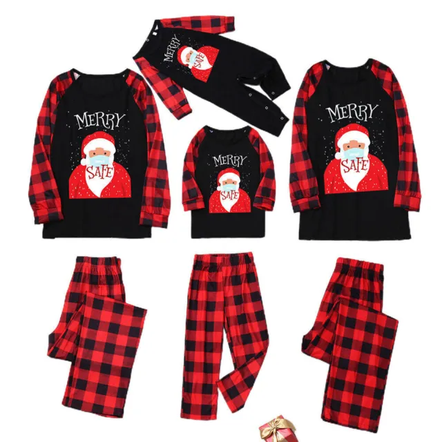 Costume da notte natalizio pigiama top pantaloni adulti bambini famiglia abbinati 2 pezzi pigiami 8