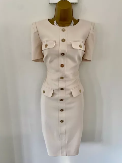 NEW Karen Millen Size UK 10 STUNNING PENCIL TAILORED UTILITY DRESS IN CREAM