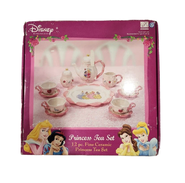 DISNEY PRINCESS TEA Set 12 Pc Ceramic with Box Rare Cute Cinderella