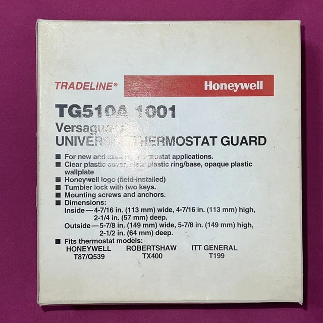 HONEYWELL TG510A1001 VERSAGUARD Universal Thermostat Guard with key 5 3