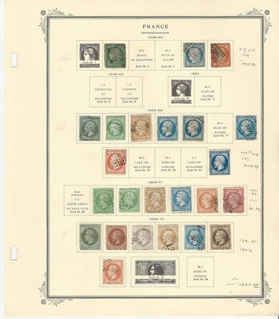 France Collection 1849 to 1870 on Scott Specialty Page, SCV $1837