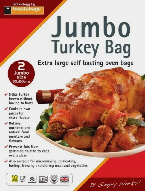 6 x Toastabags Jumbo Turkey Roasting Bags Oven Microwave Cooking 55 x 60cm New