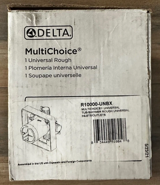 Válvula de mezcla universal Delta R10000-UNBX 1/2"" NPT con 1/2"" C.W.T