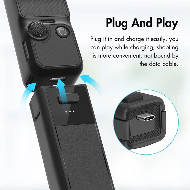 Poignée Batterie Charge Rapide Osmo Pocket 3 – 2800 MAh, Cellules D'Origine, Ergonomique Antidérapante, Port USB-C