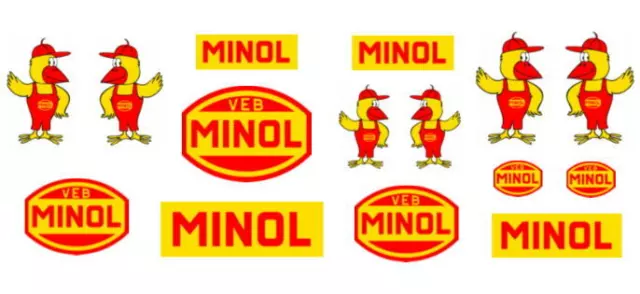 MINOL VEB Pirol DDR Aufkleber-Set Decals Sticker z.B.f. Tamiya Wedico 1:14 -1:16