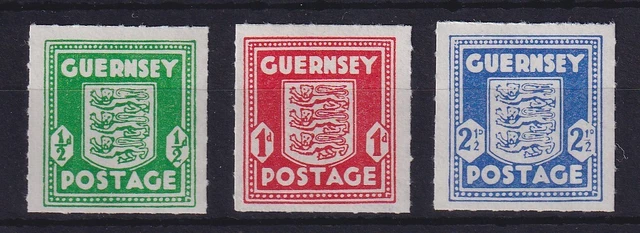 Dt. Besetzung 2.WK, Guernsey,  Freimarken Wappen,  Mi.-Nr. 1-3  kpl. Satz **
