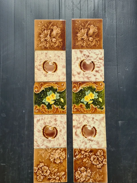 Lovely Set of Antique Fireplace Tiles, early 1900s