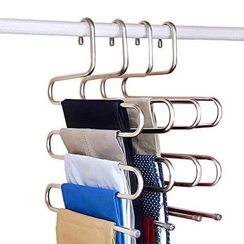 Pants Hangers S-Shape Trousers Stainless Steel Closet Silver