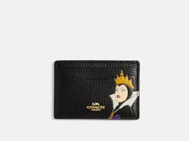 Disney Villains X Coach Card Case With Evil Queen Motif CD674 Leather NWT