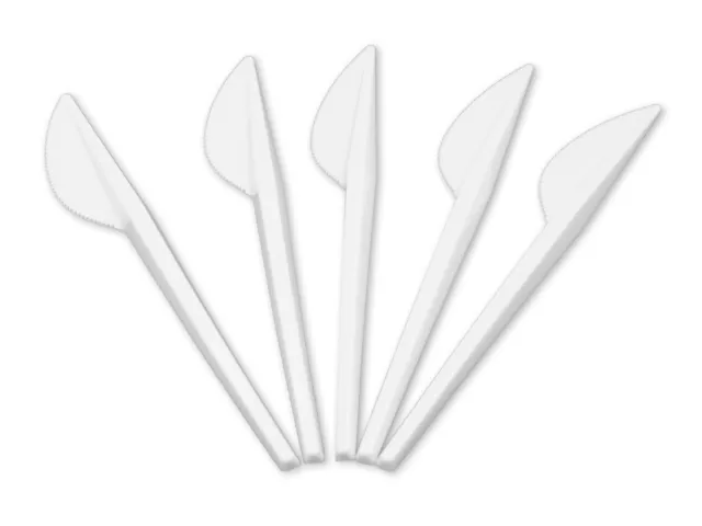 Plastik Messer - 16,5 cm Weiß - Einweg Plastik Besteck - Einwegmesser für Imbiss
