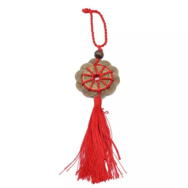 Handmade Red Rope Feng Shui Chinese Knot Hanging Tassel Wealth Lucky Coins Decor