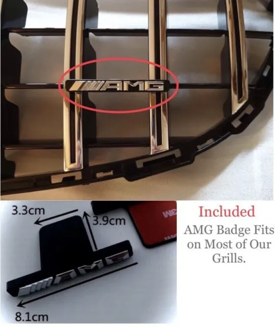 1 X Amg Grille Emblem Radiator Chrome Badge For Mercedes C63S E63S Cla45 Gla45