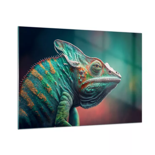 Impression sur Verre 100x70cm Tableaux Image Photo Cam�l�on Animaux Reptile