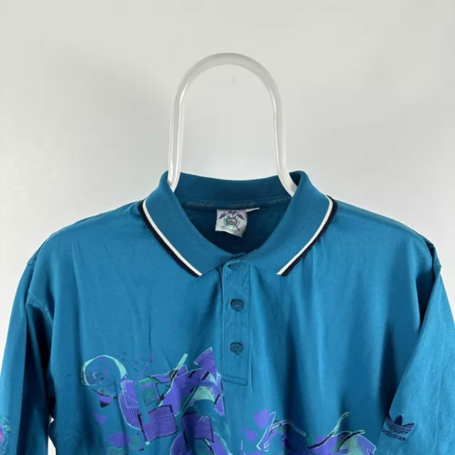 POLO UOMO VINTAGE vintage Adidas Originals rara golf anni 80 blu
