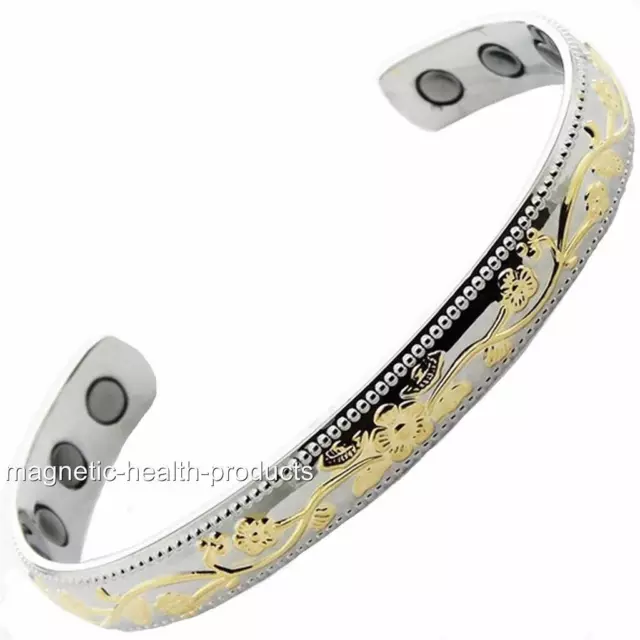 Damen Kupfer Magnetischer Gesundheitsarmreif Blumenarmband Arthritis Schmerzlinderung 52