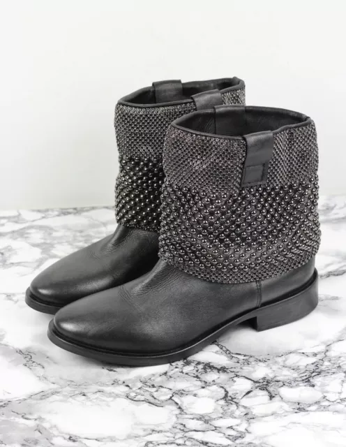 Russell & Bromley The Balle Cuir Noir Bottines Motard, Taille UK 4/ Ue 37