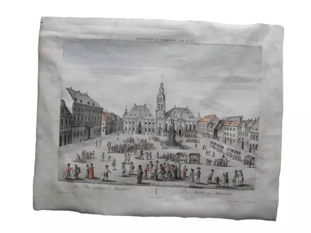 Markt zu Mannheim Guckkastenblatt Probst Kupferstich 1770 Vue d'optique