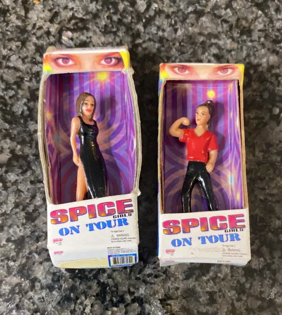 2 Vintage Spice Girls On Tour Miniature Dolls in Box Posh Victoria Sporty Mel C