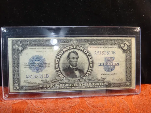 Rare 1923 United States Five Dollar $5 Lincoln Porthole Large Silver Certificate