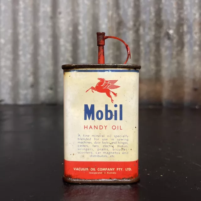 MOBIL Vacuum Oil Co. Australian Handy Oiler - Vintage 4 Fl Oz. Oil Tin