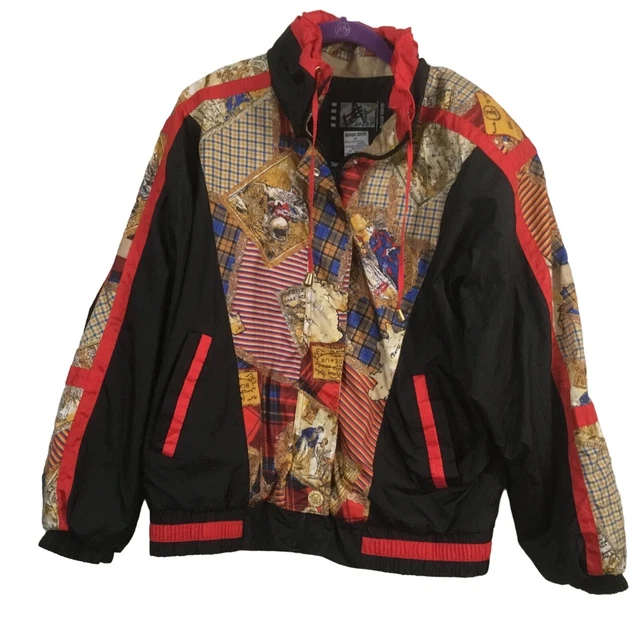 Vintage Re Sport River Edge Black Red French Revolution Windbreaker Jacket Med
