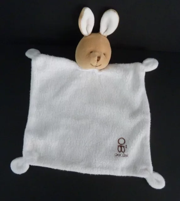 *. Doudou Plat Obaibi Okaidi Lapin  Blanc Beige Marron Ob  - Excellent Etat