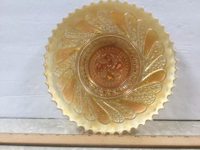 Dugan Peach Opalescent Carnival Glass Round Up Plate