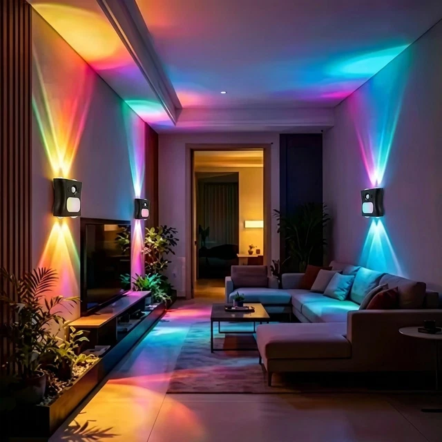 LED RGB MOTION Sensor Lights PIR Night Light with Remote Control ...