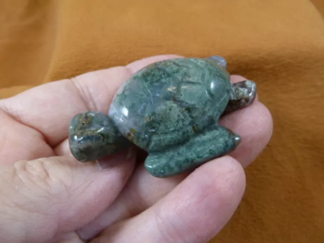 Y-TUR-SE-734 Green fancy jasper SEA TURTLE gemstone figurine love baby turtles