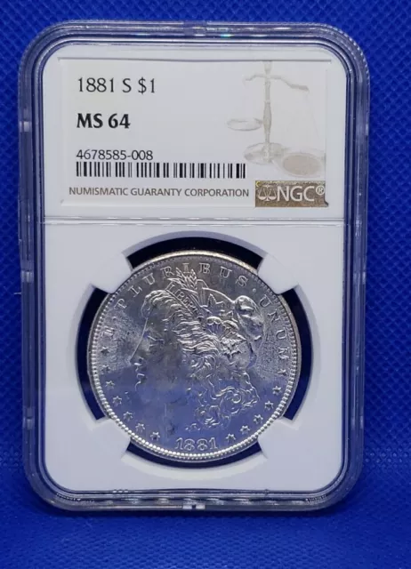 1881 S $1 Morgan Silver Dollar NGC MS64 - L👀K FREE SHIPPING