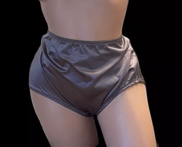 2 Pairs of Vassarette Beige & Bronze Satin Shiny High Waisted Nylon Panties 3XL 3