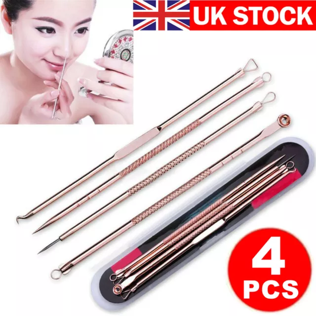 4x Blackhead Remover Tool Kit Pimple Comedone Spot Acne Extractor Popper Comedon