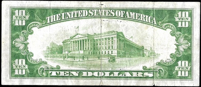 1934 $10 Ten Dollar Silver Certificate Blue Seal FR 1701 2