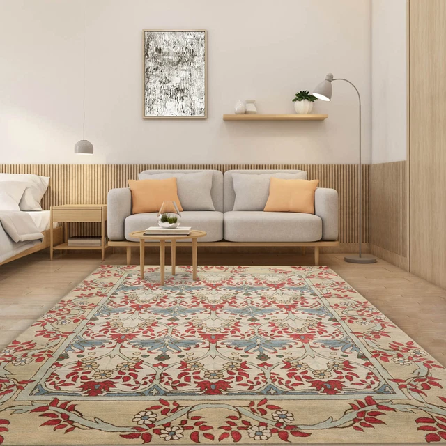 LoomBloom William Morris Tulip & Lily 100% Wool Modern Area Rug Beige 8' x 10' LoomBloom William Morris Tulip & Lily 100% Wool Modern Area Rug Beige 8' x 10'