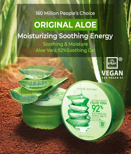 Gel D'Aloe Vera Betty's Nature 300ml - 92% D'aloès, Vegan, Pour Visage, Corps, Mains Et Cheveux