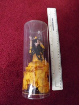 Vintage Almar Spanish Doll. Yellow dress. 7in. Original tube. (HC561)