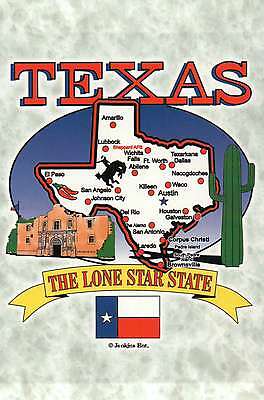 Texas, " The Lone Star State ", Dallas, Houston, etc. --- State Map Postcard