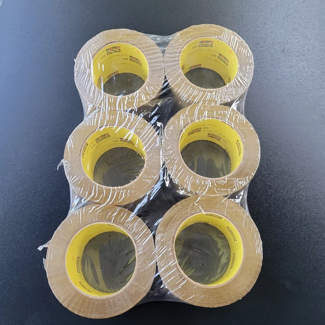 6 Rolls Carton Sealing Packaging Tape Box 3" x 55 Yds 1.75 Mil, Tan + Dispenser