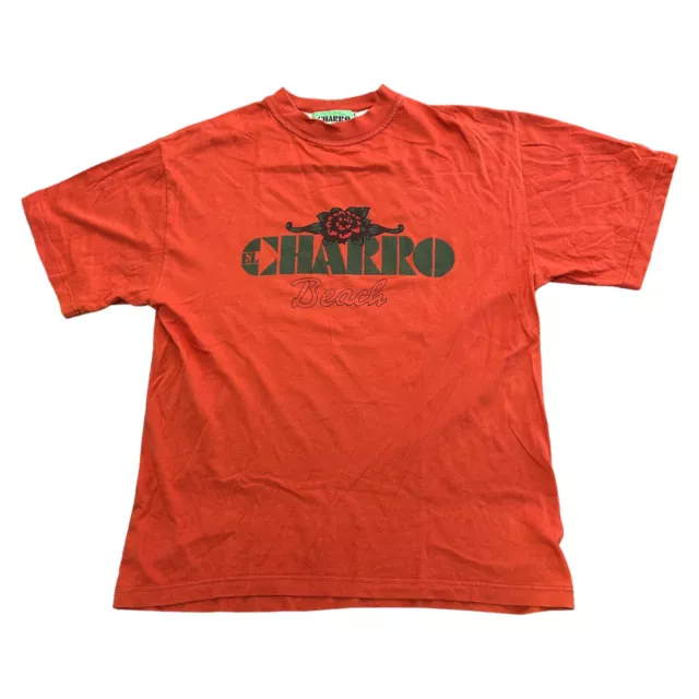 El Charro Beach T-Shirt Graphic Print Spell Out Orange Mens Large