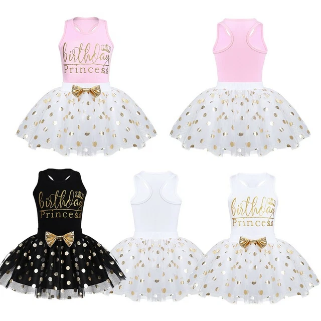 Abito top a pois gonna tutù principessa bambine bambini festa di compleanno