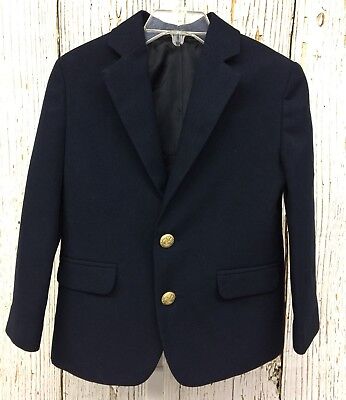 VAN HEUSEN (Sz 4) Boys Navy Blue Suit Blazer Jacket W/GOLD BUTTONS Size 4 Reg