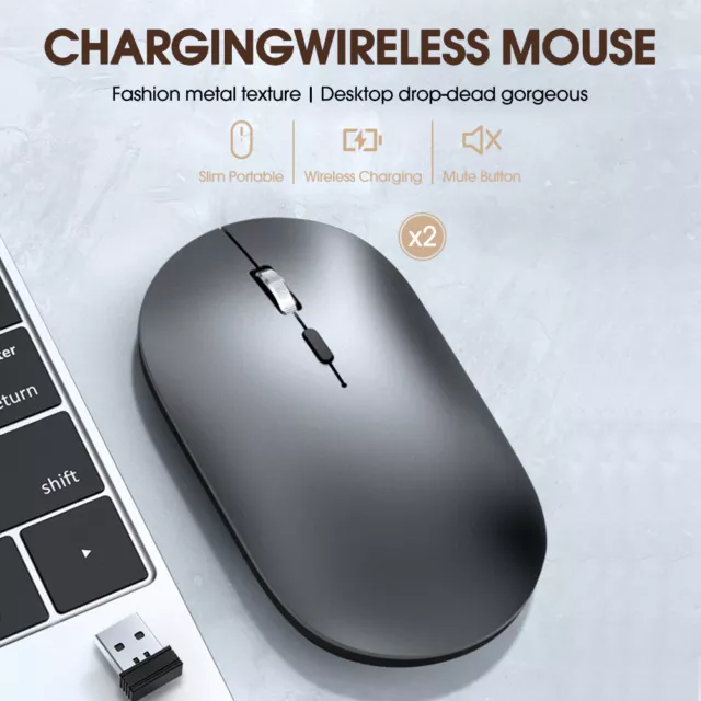 Battery Rechargeable Slim Bluetooth Mouse Wireless Mouse 5.0+ 2.4G Cordless 3