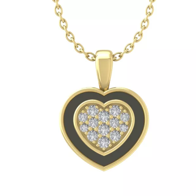 14K Yellow Gold Diamond Heart Pendant w/ Yellow Plated Silver Chain 1/8ct, 18"