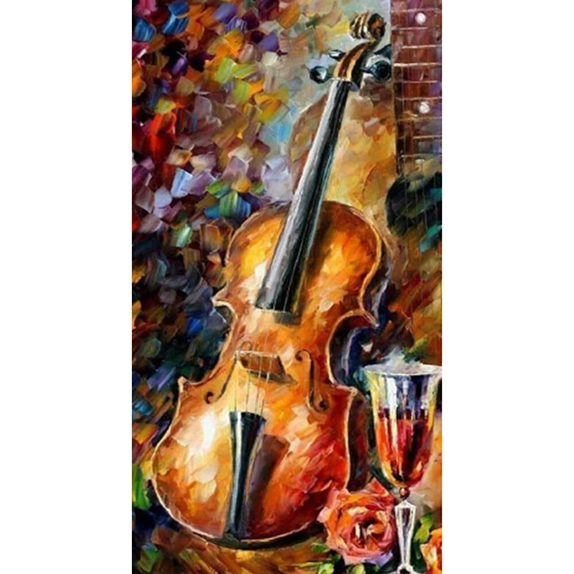 Abstract Guitar Oil Paint By Numbers Kit DIY Frameless Drawing for Adults Decor
