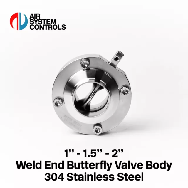 Weld End Butterfly Valve Body, 304 Stainless, Hygienic, Food, Dairy, Brewery