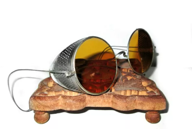 Antique Amber Willson Sunglasses Goggles Spectacles Vtg Steampunk Safety Glasses