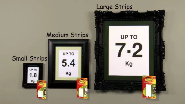 4-64 Stripes of 3M Command Picture Hanging Strips SMALL MEDIUM LARGE - Bulk Buy